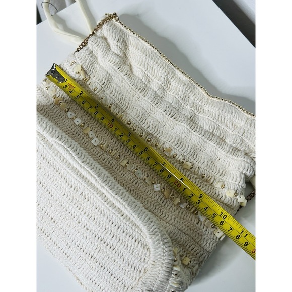 Lulus Beach Cream Beaded Woven Bucket Crossbody Bag With Adjustable Drawstrings - Picture 12 of 13